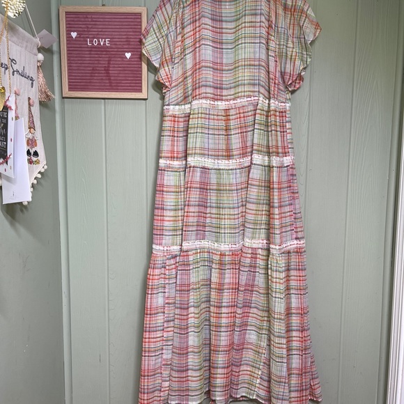 Free People Sally Plaid appliqué colorful maxi top - Picture 9 of 11